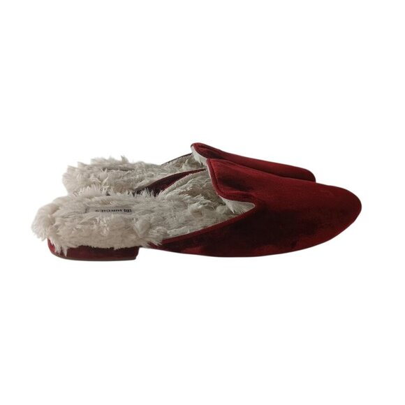 Birdies Women's The Phoebe Slip-On Mules Wild Berry   Red Velvet Faux Fur Sz 6 - Picture 2 of 9
